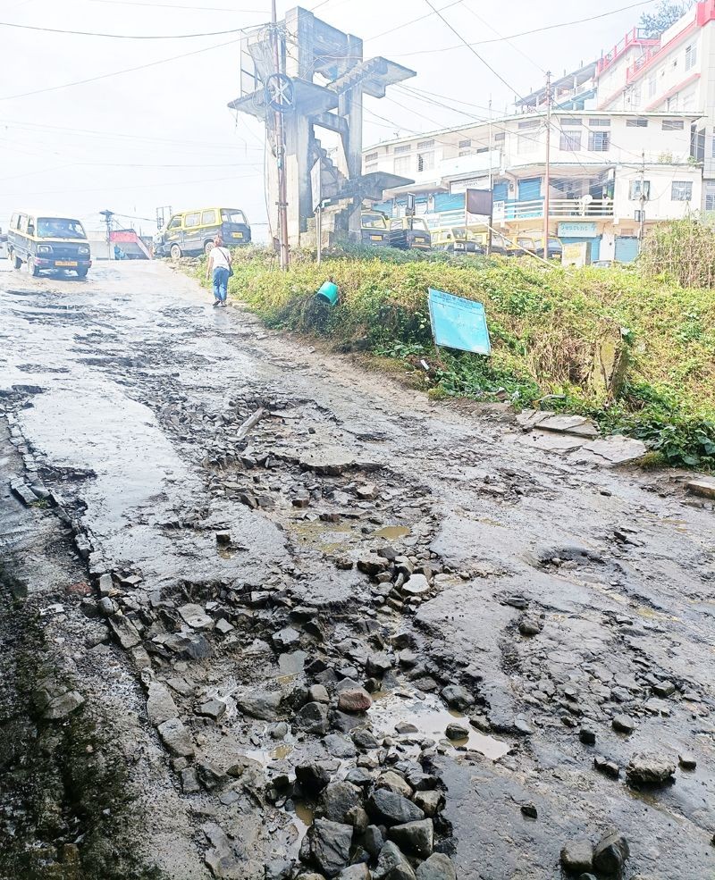 The condition of the approach road to IMDH Mokokchung in August 2022.